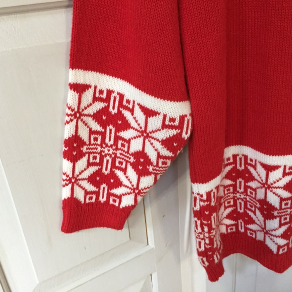 Red Snowflake Women's Sweater - Picture 8 of 15